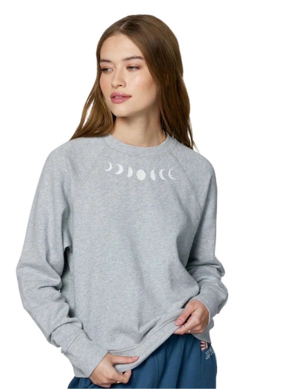 Spiritual Gangster Light Gray Moon Phase Crewneck Sweatshirt